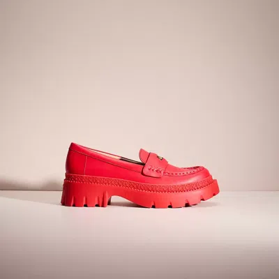 Coach Restored Lug Sole Loafer In Red