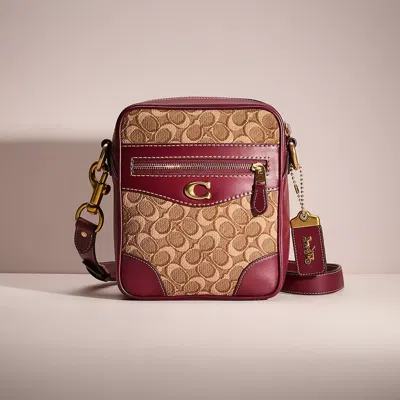 Coach Restored Max Crossbody 18 In Signature Jacquard In Brass/khaki/scarlet