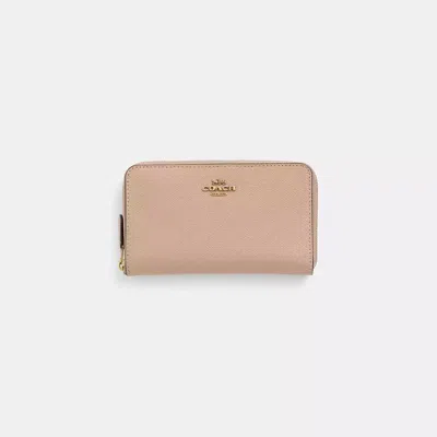 Coach Restored Medium Zip Around Wallet In Brass/taupe