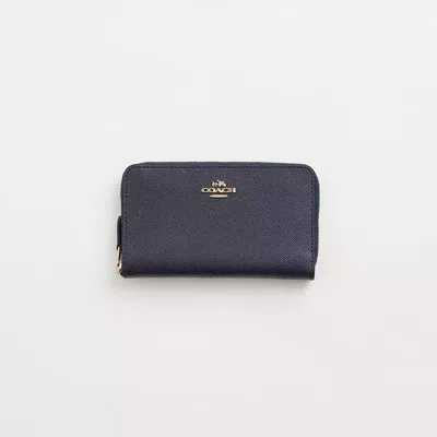 Coach Restored Medium Zip Around Wallet In Light Gold/navy