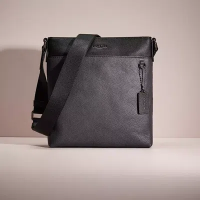 Coach Restored Metropolitan Slim Messenger In Colorblock In Gunmetal/midnight Navy/black