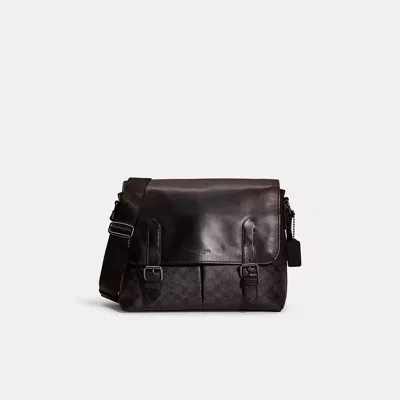 Coach Restored Metropolitan Soft Messenger In Signature Canvas In Gunmetal/charcoal