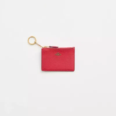 Coach Restored Mini Skinny Id Case In Brass/electric Red