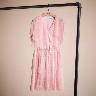 Coach Restored Mini Viscose Party Dress In Pink/white