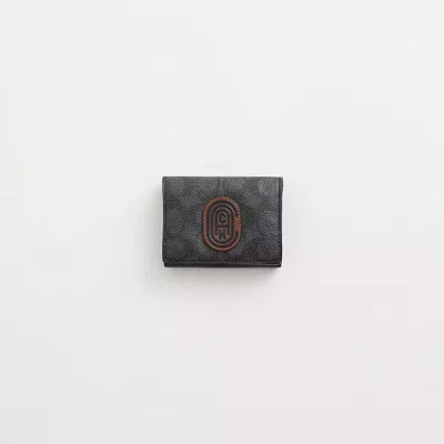 Coach Restored Origami Coin Wallet In Signature Canvas With  Patch In Black
