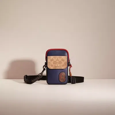 Coach Restored Pacer Convertible Pouch In Colorblock Signature Canvas With  Patch In Charcoal/deep Sky