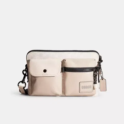 Coach Restored Pacer Modular Crossbody In Signature Canvas With  Patch In Black Copper/chalk