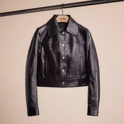 Coach Restored Patent Leather Jacket In Black