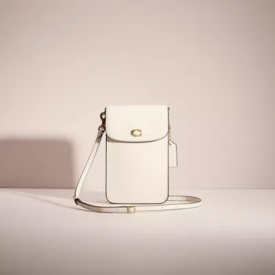 Coach Restored Phone Crossbody In Brass/chalk