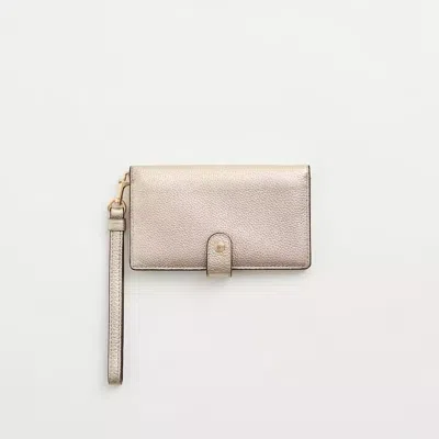 Coach Restored Phone Wristlet In Light Gold/platinum
