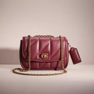 Coach Restored Pillow Madison Shoulder Bag With Quilting In Brass/wine