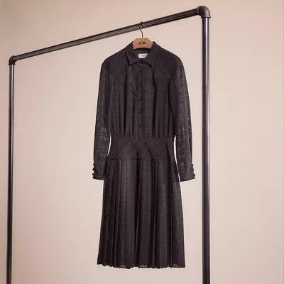Coach Restored Plaid Pleated Shirt Dress In Black