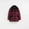 Coach Restored Plaid Wool Coat With Shearling Trim In Red/black