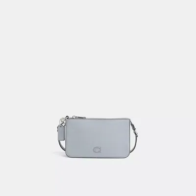 Coach Restored Pouch Bag With Signature Canvas In Grey Blue