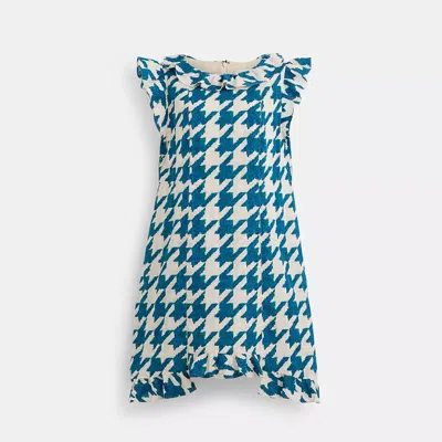 Coach Restored Printed Mid Length Ruffle Dress In Blue