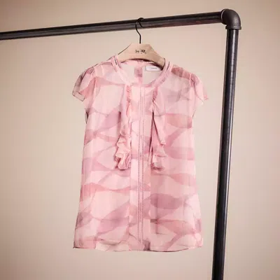 Coach Restored Printed Ruffle Blouse In Pink