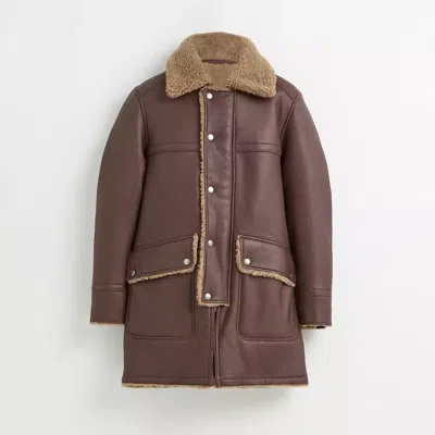 Coach Restored Reversible Shearling Coat In Gray