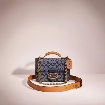 Coach Restored Riley Top Handle 22 In Signature Chambray In Brass/chambray Midnight Navy Mlti
