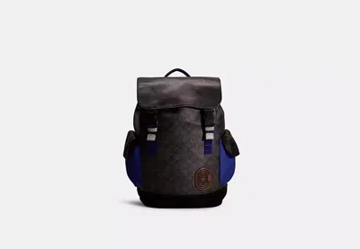 Coach Restored Rivington Backpack In Signature Canvas With  Patch In Black