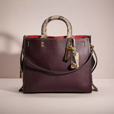Coach Restored Rogue In Colorblock With Snakeskin Detail In Brass/oxblood Multi