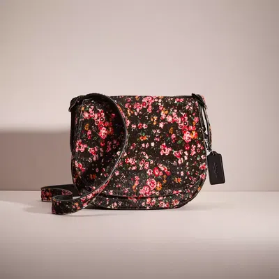 Coach Restored Saddle 23 In Gunmetal/black/pink