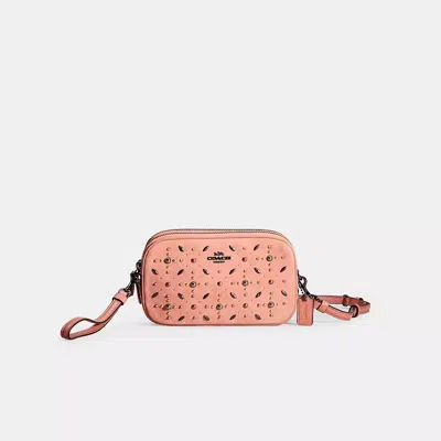 Coach Restored Sadie Crossbody Clutch With Prairie Rivets In Dark Gunmetal/melon