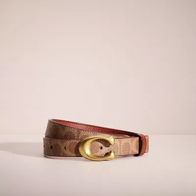 Coach Restored Sculpted C Buckle Cut To Size Reversible Belt, 25mm In Brass/tan/rust