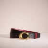 Coach Restored Sculpted C Buckle Cut To Size Reversible Belt, 32mm In Brass/black/1941 Saddle