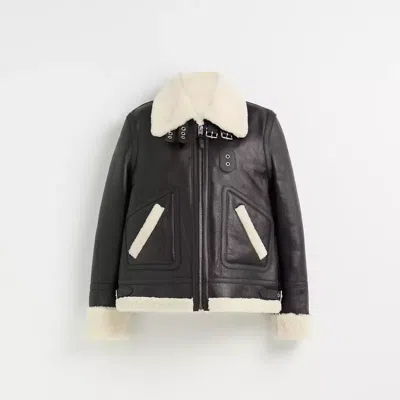 Coach Restored Shearling Aviator Jacket In Black
