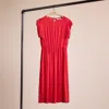 Coach Restored Shoulder Pleat Midi Dress In Red