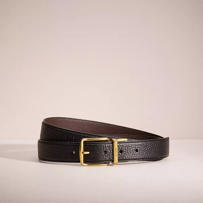 Coach Restored Signature And Harness Buckle Cut To Size Belt, 32mm In Black/mahogany