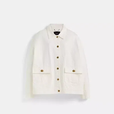 Coach Restored Signature Denim Jacket In Bleach White