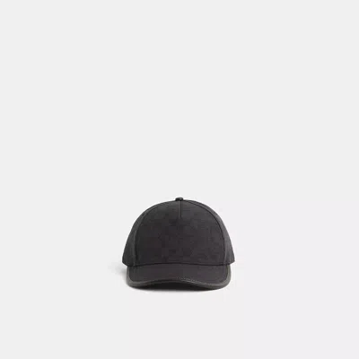 Coach Restored Signature Jacquard Canvas Baseball Hat In Black