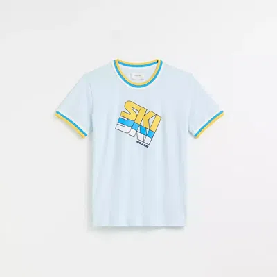 Coach Restored Ski T Shirt In Organic Cotton In Blue
