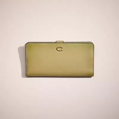 Coach Restored Skinny Wallet In Brass/moss