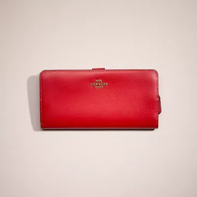 Coach Restored Skinny Wallet In Brass/sport Red