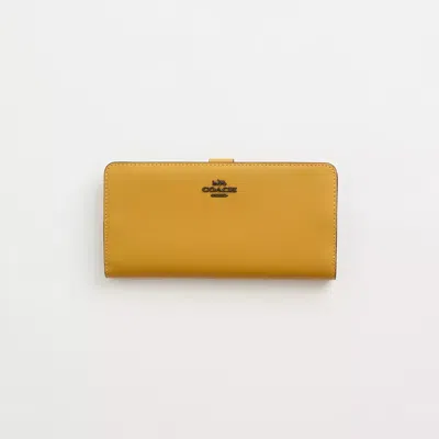 Coach Restored Skinny Wallet In Pewter/flax