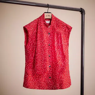 Coach Restored Sleeveless Dot Print Drape Blouse In Red