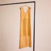 Coach Restored Sleeveless Dot Print V Neck Dress In Yellow/blue