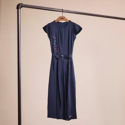 Coach Restored Sleeveless Pleated Dress In Blue