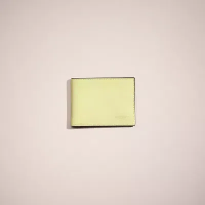Coach Restored Slim Billfold Wallet In Colorblock In Pale Lime/pebble