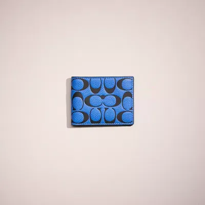 Coach Restored Slim Billfold Wallet In Signature Leather In Blue Fin/black