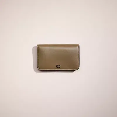 Coach Restored Slim Card Case In Pewter/army Green