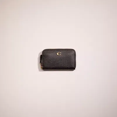 Coach Restored Small Zip Around Card Case In Brass/black