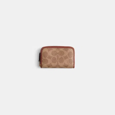 Coach Restored Small Zip Around Card Case In Signature Canvas In Multi