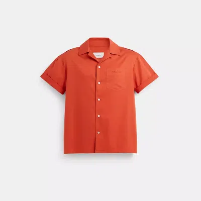Coach Restored Solid Camp Shirt In Orange