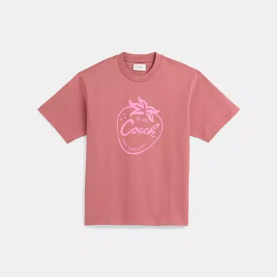 Coach Restored Strawberry Skater T Shirt In Pink