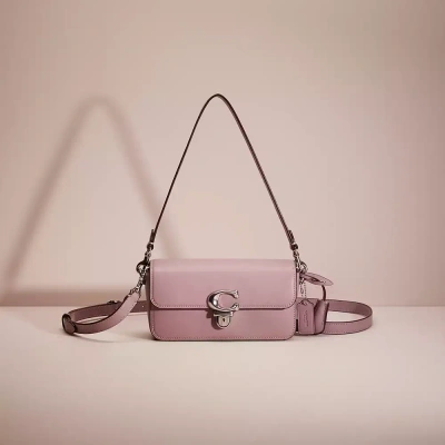 Coach Restored Studio Baguette Bag In Silver/soft Purple