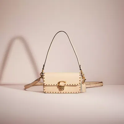Coach Restored Studio Baguette Bag With Crystal Rivets In Brass/ivory