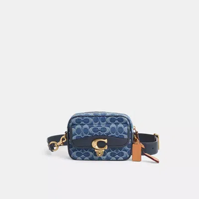 Coach Restored Studio Camera Bag 18 In Signature Denim In Washed Denim
